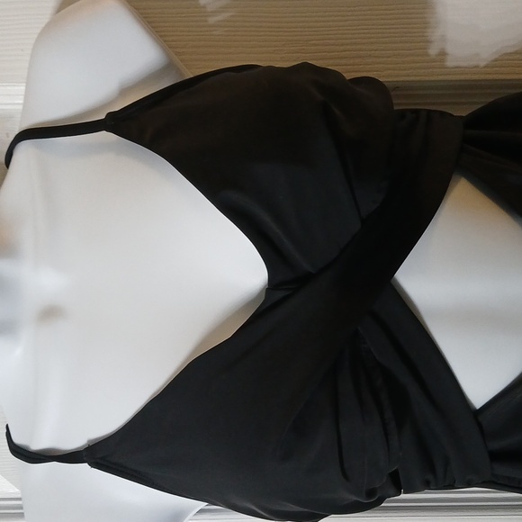 Black cut out front black swim suit bathing suit top  Sz L - Picture 3 of 5